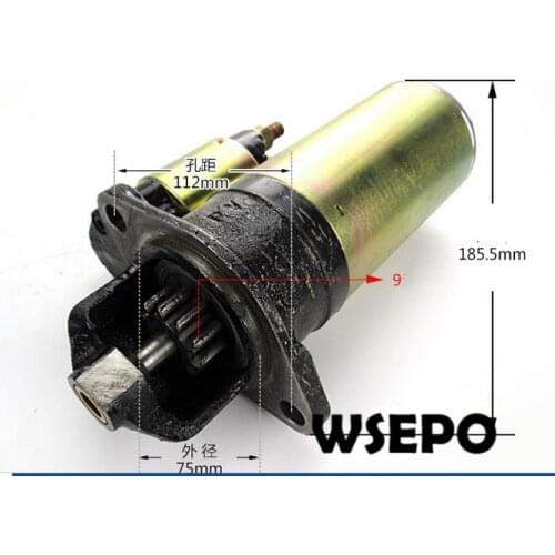OEM Quality! Electric Start Motor(9 Teeth Gear) for R185/R190 4 Stroke Small Water Cooled Diesel Engine