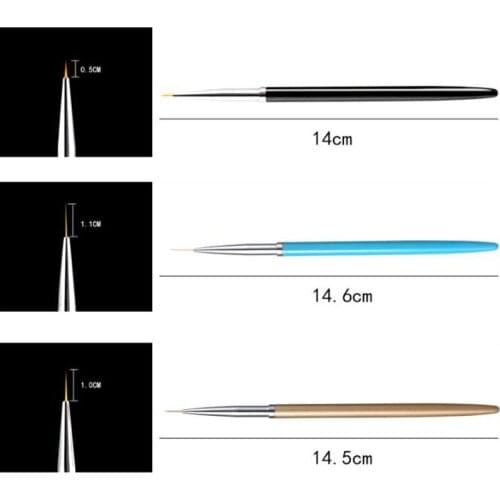 New Nail Art Brush Nail Art Metal Handle 3 Pcs For UV Gel Polish Painting Nail Art Brush Set Professional Makeup Tools