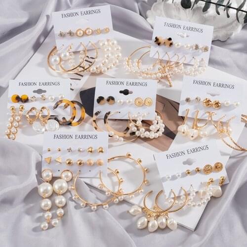 Fashion Luxury Tassel Pearl Hoop Earrings For Women Geometric Hanging Gold Metal Earrings 2021 Trend Party Female Modern Jewelry