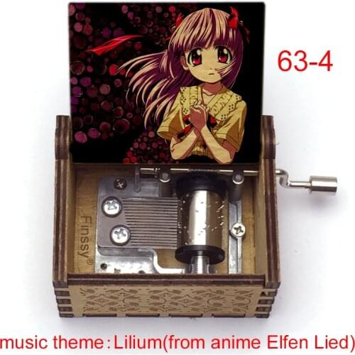 Newest color print anime Elfen Lied music theme Lilium lucy Nyu Wood Musical Box Toys Christmas birthday Gift for Kids friends