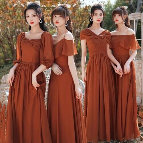 New Bridesmaid Dress Chiffon Elegant For Summer High Quality Sexy Off the Shoulder Mixed Styles robe de soiree de mariage