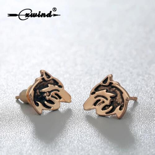 New Arrival Animal Wolf Dog Shaped Stud Earrings Brincos Alloy Head Shape Earrings for Women Wholesale Jewelry brincos