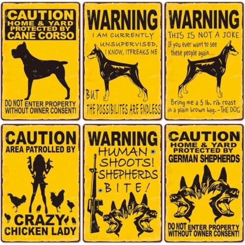 New Vintage Metal Signs Beware of Dog Sign Warning Metal Sign Guard Dog Sign Wall Decor Yard Sign No Trespassing Metal Dog Signs