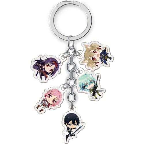 Sword Art Online SAO Acrylic Keychain 10 Sets/Lot Anime Keyring Cartoon Pendant Toy Gift