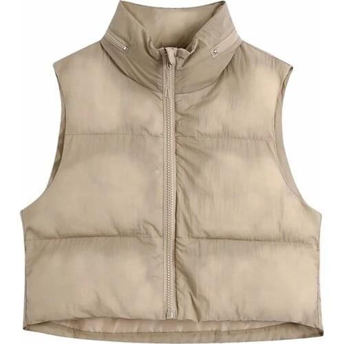 XEASY 2021 Autumn Women Elegant Solid Streetwear Vest Female Vintage Slim Stand Collar Zipper Casual Waistcoat Chic Tops