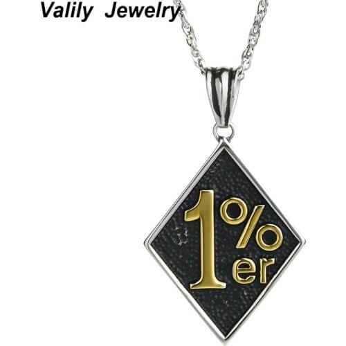 EdgLifU Pendant Necklaces Stainless Steel Fashion 1%er Rhombus Necklaces 55cm Chain Necklace multilayer Necklaces