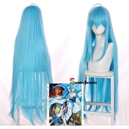 Anime Vivy Fluorite Eye Song New Vivy Cosplay Wig Diva Cosplay Sky Blue Tied/loose Hair 2 Styles Free Wig Cap Halloween Cos Prop