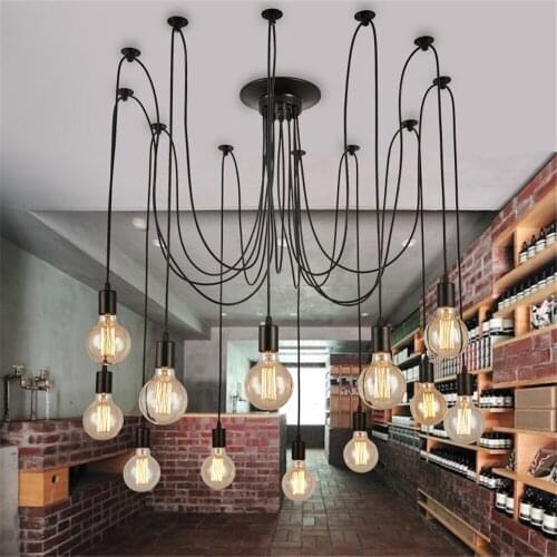1/5/6/8/10/12 heads Lights Lustre Retro Loft Pendant Wrought Iron Lamps AC 85V-260V Pendant Lights Spider Lights
