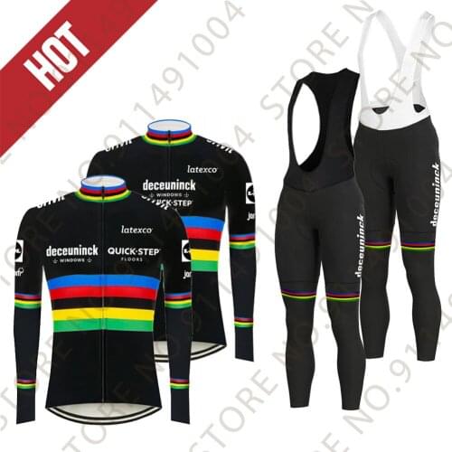 Quick Step 2021 Cycling Clothing Set Men Spring Autumn World Champion Julian Alaphilippe Cycling Jersey Suit MTB Maillot Uniform