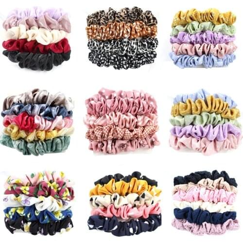 10/5/4 Pack Colorful Elastic Scrunchies Women Hair Ties Rope Rubber Bair Bands Girls Hair Holder Headwear Set Hair Accessories