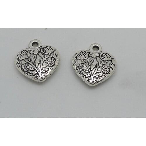 Nevstop 50pcs/lot Antique Silver Flower and Plant Pattern Charms 19x20mm Retro Handmade Jewelry Accessories