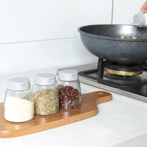 Four-pack kitchen pepper and salt shaker,with stickers4 pcs Glass seasoning bottle with lid, double opening seasoning jar