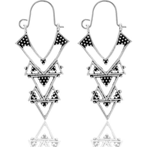 Tocona Boho Style Hollow Carved Vintage Indian Earrings for Women Geometric Long Drop Earrings Punk Personal Jewelry 9028