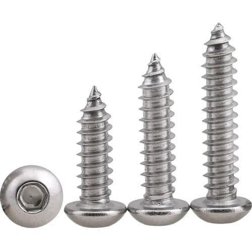 Hex socket tapping screw M3 M4 M5 M6 304 stainless steel round head six angle self attack screw head self tapping screws