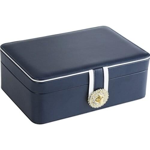 VoltaBox 2021 New Double Layer PU Large Capacity Earring Jewelry Box Earring Ring Multifunctional Jewelry Storage Box