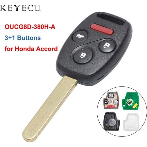 Keyecu Replacement 4 Buttons Remote Key Fob for Honda Accord 2003 2004 2005 2006 2007 Car Key FCC ID: OUCG8D-380H-A