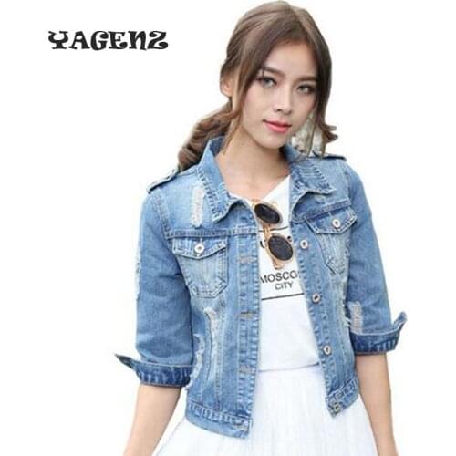 Plus size 5xL denim jacket for Short section women 2019 Three Quarter Short Jeans Womens Jacket Slim Jeans Large Size Jacket