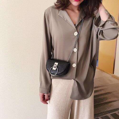 Womens Waist Packs Bag Crossbody Bags PU Leather Small Lady Shoulder Messenger Bag Waist Bag Chain Strap