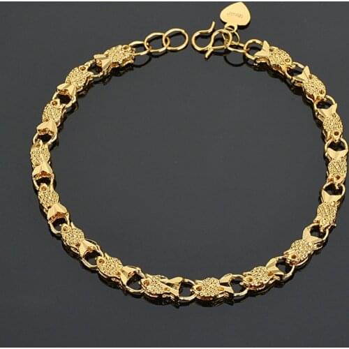 Womens Bracelet Luck Fish Link Chain Stainless Steel Mens Womens Bracelets Gold Bangle Tone No Fade High Quality