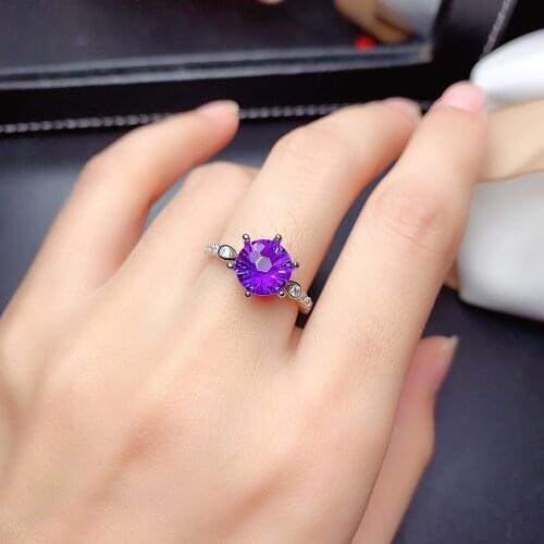 Dating Ring Accessories For Women Silver Color 1 Carat Purple Zircon Fashion Adjustable Korean Wedding Jewelry Wholesale KBR184