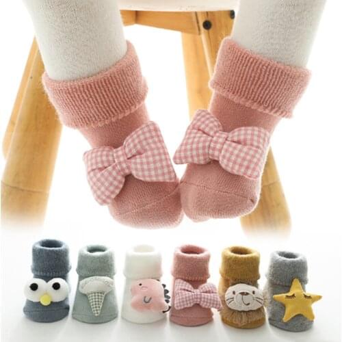 1 Pair cotton Baby socks Floor Non-slip Cotton Cartoon Doll socks kids Toddlers Autumn Winter Animal Infant newborn Cute gift