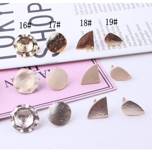 10pcs Korean Geometric irregular earrings series Fan shaped Lotus leaf round Earring connector For DIY Jewelry Findings XL956