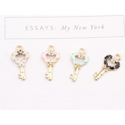 10pcs/lot Enamel Charms Flower Heart Shape Key Pendants Oil drop Charms For Bracelet DIY Fashion Jewelry