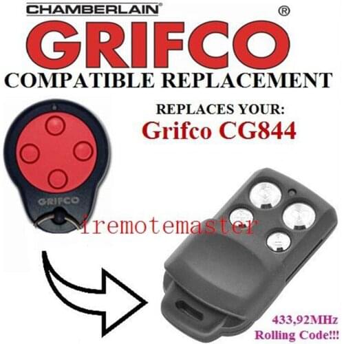 2pieces For Grifco CG844 replacement remote garage door opener/transmitter Rolling code 433.92mhz beautiful