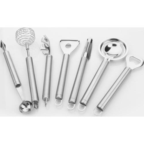 7pcs/set Stainless Steel For Kitchen Gadgets Dig Flesh + Eggbeater + Plate Clip + Peel +Fish scale scraper + Separation + Opener