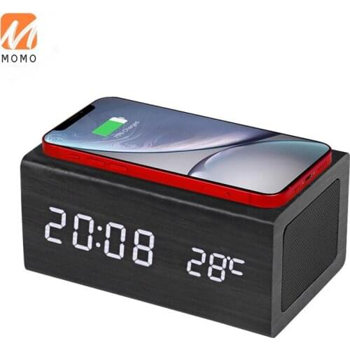 Bluetooth Audio Creative Alarm Clock Speaker Household Car Wireless Charging Convenient Electronic Clock Speaker