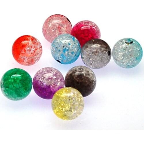 Loose beads 12mm random mixed color crackled round beads,two tones crackle round beads for jewelry supplies