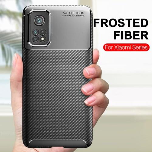 For Xiaomi Mi 10T Pro Case Carbon Fiber Texture Silicone Back Cover Xiomi Mi 10 T Mi10T 10TPro 5G Camera Shockproof Phone Coque