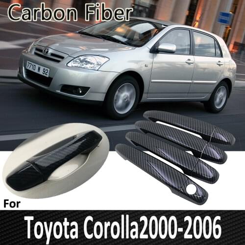 Black Carbon Fiber for Toyota Corolla E120 E130 2000 2001 2002 2003 2004 2005 2006 Door Handle Cover Sticker Car Accessories
