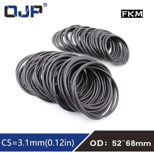 1PC Black FKM Rubber O-rings Seals 3.1mm Thickness OD52/54/55/56/58/60/62/65/68mm ORings Seal Gasket Oil Ring Sealing Washer