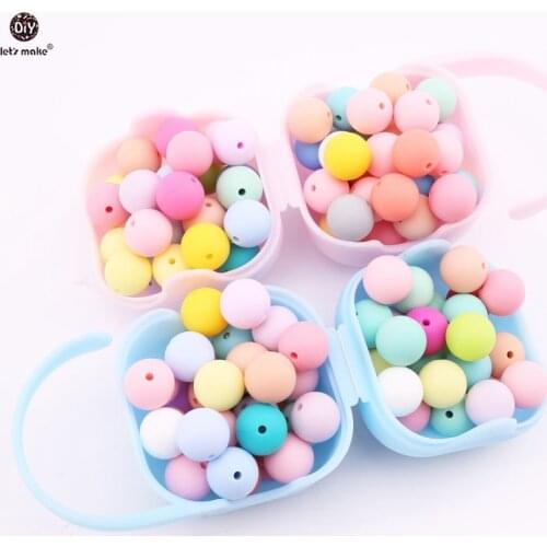 Lets make Silicone Beads baby teething 100pc teether beads 12- 20mm Food Grade Nursing Chewing Round Silicone Beads teether