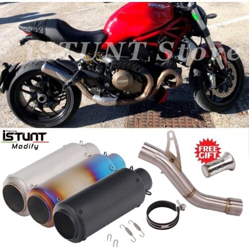For DUCATI Monster 821 Monster 1200 1200S 2014-2016 Motorcycle Exhaust Escape Modiifed Catalyst Middle Link Pipe 51MM Muffler