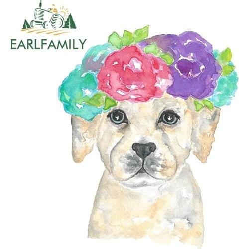 EARLFAMILY 13cm x 10.5cm Cartoon Dog Car Stickers Waterproof Vinyl Car Wrap for Window Bumper Decals Funny Motorcycle Decoration