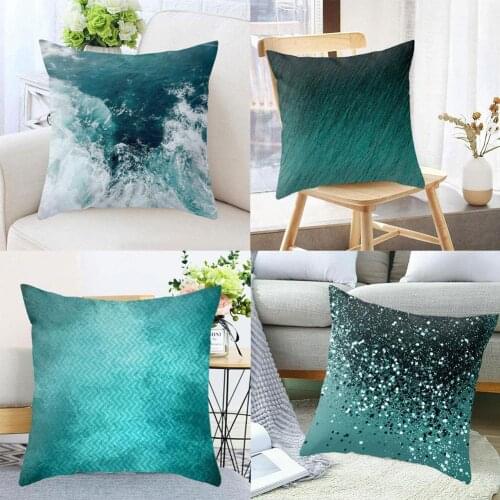 Ins Style Sea Teal Blue Pillowcase Cushion Case Home Decorative Throw Pillow Cover Sofa Car Seat Cushion Cover Home Room Decor
