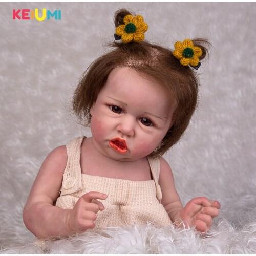 KEIUMI 57CM Reborn Baby Doll Full Body Silicone Realistic Doll Three Layer Painti Skin For Kid Chiritmas Chirldrens day Present