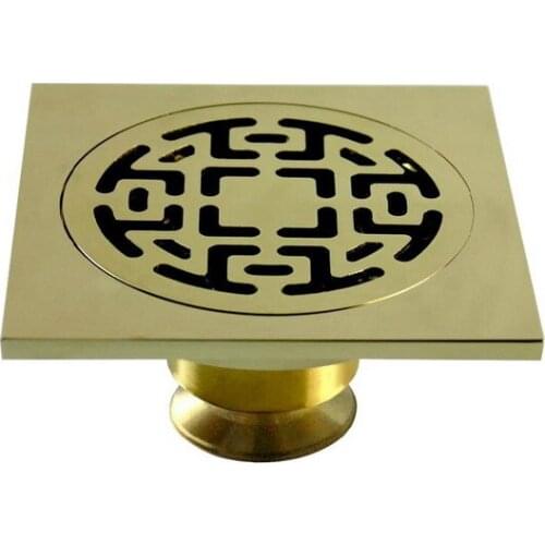 Gold Color Brass Bathroom Floor Anti-odor and Insect-Proof Shower Drain Dhr005