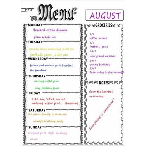 B2RC Magnetic Refrigerator Chalkboard,Weekly Menu, Meal Planner, Grocery Shopping List, Board, for Kitchen Fridge