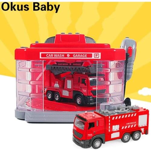 Spray Parking Lot Model Simulation Scene Childrens Toy Alloy Car Washing Garage Call Machine for Kids Gift