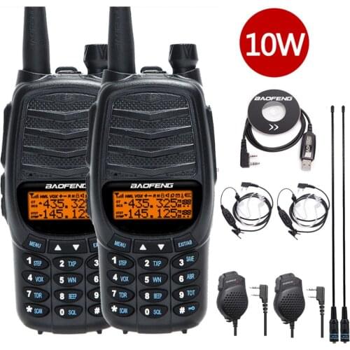 2pcs New BAOFENG UV-X10 10W Powerful Dual PTT Dual Band VHF/UHF USB Charging Ham 2 Way Radio Update UV-5R Walkie Talkies Transce