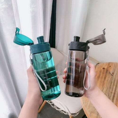Plastic Sports Bottles Large Capacity Simple Male Female Students Bottle Personality Space Cup Leak Proof Sports Drinkingware