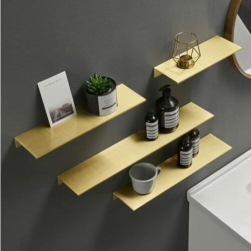 Nordic Free Punching gold Bathroom Shelf Organizer Thickening Space Aluminum Storage Racks Shower Caddy Metal Shelves WJB41811