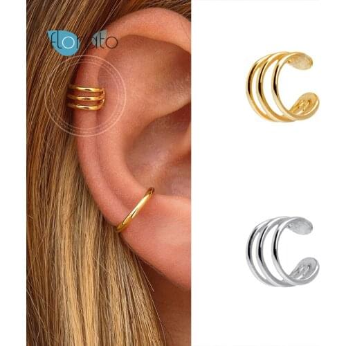 24k Gold-Plated Silver Punk Gold Ear Cuff Cartilage Ear Clip Women No Pierced C Shape Geometric Ear Cuff Ear Wrap Clips Jewelry