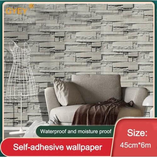 Retro nostalgic 3D culture brick imitation brick pattern waterproof wallpaper self-adhesive background wall wallpaper 45cm*6m