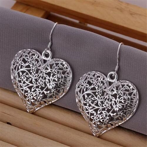 Retro beautiful heart LOVE silver color earrings fashion jewelry hot selling high quality accessories free shipping