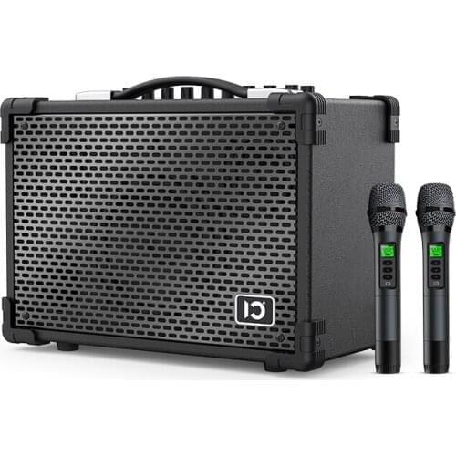 SHIDU Portable 120W Two Way 8" Bass Acoustic Guitar Amplifier with wireless microphone