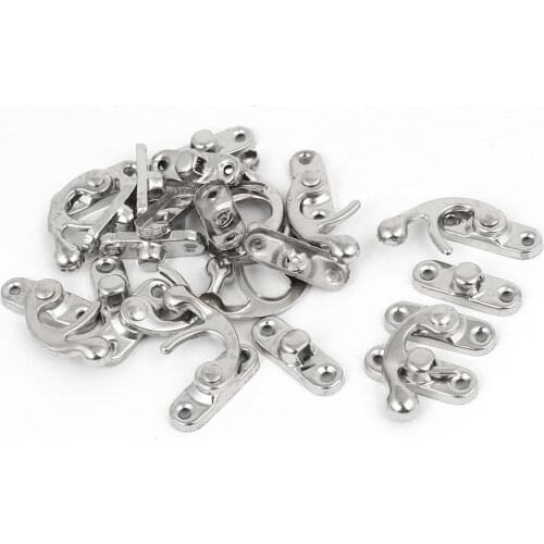 UXCELL Jewelry Case Box Left Latch Hook Hasp Catch Lock Silver Tone 10Pcs